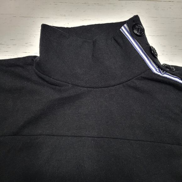 J. Crew Button Shoulder Turtleneck Sweatshirt Black Cotton Long Sleeve Preppy XS - Picture 5 of 10